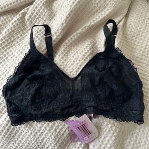 Savage X Fenty Floral Lace & Mesh Bralette - Black - 1X